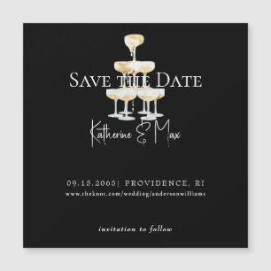 Champagne Black Wedding Save the Date Magnetic