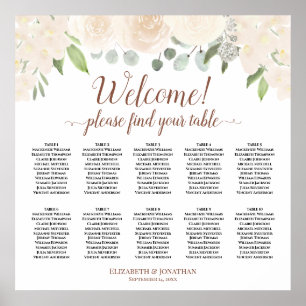 Champagne Blush Boho Roses 10 Table Seating Chart