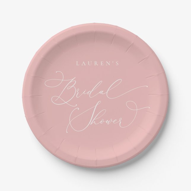 Champagne Blush Modern Bridal Shower Paper Plate (Front)