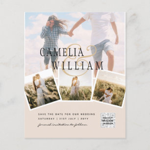 Champagne Blush PHOTO Save the Date QRcode Website Flyer