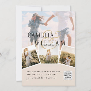 Champagne Blush PHOTO Save the Date QRcode Website Invitation