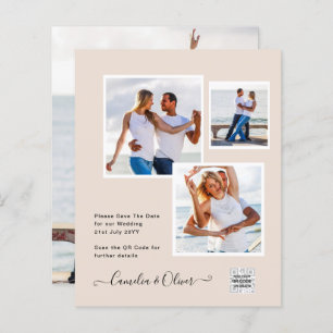 Champagne Blush PHOTO Wedding Invitation QR Code