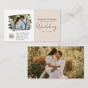 Champagne Blush PHOTO Wedding Invitation QR Code