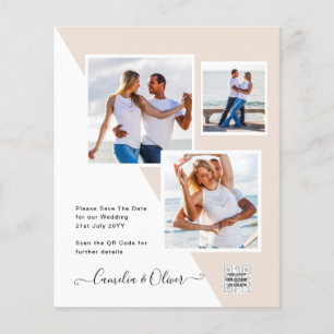 Champagne Blush PHOTO Wedding Invitation QR Code Flyer