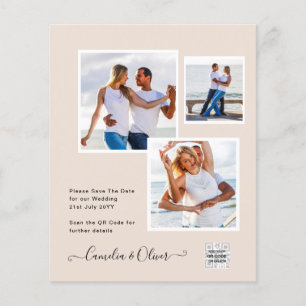Champagne Blush PHOTO Wedding Invitation QR Code Flyer