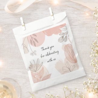 Champagne Blush Pink - Hand Drawn Floral Favour Ba Bag