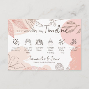 Champagne Blush Pink - Hand Drawn Floral Timeline Enclosure Card