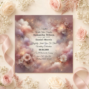 Champagne Blush Stardust Garden Wedding Invitation