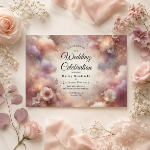 Champagne Blush Stardust Garden Wedding Invitation