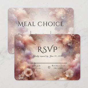 Champagne Blush Stardust Garden Wedding RSVP Card