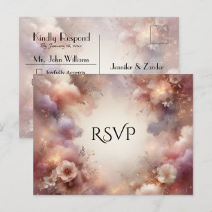 Champagne Blush Stardust Garden Wedding RSVP Invitation Postcard