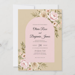 Champagne Blush Vine Wedding Invitation
