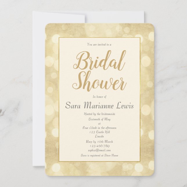 Champagne Bokeh Bridal Shower Invitation (Front)