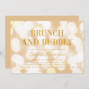 Champagne Bokeh Brunch and Bubbly Bridal Shower Invitation