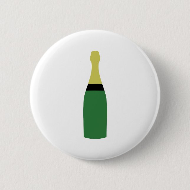 champagne bottle 6 cm round badge (Front)