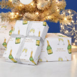 Champagne bottle and glass  wrapping paper<br><div class="desc">Personalised hand painted watercolor Champagne bottle and glass wrapping paper .  All text style,  colours,  sizes  be modified to fit your needs</div>