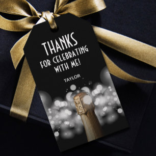 Champagne Bottle Black and White Favour Gift Tags