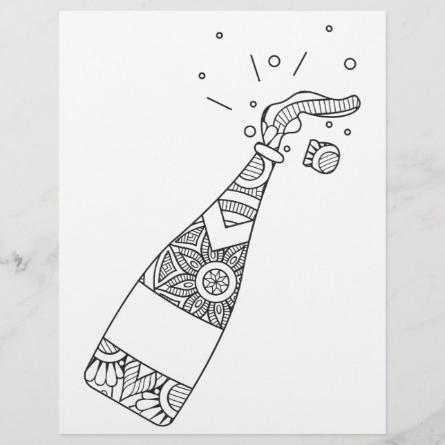 Champagne Bottle Colouring Page (Front)
