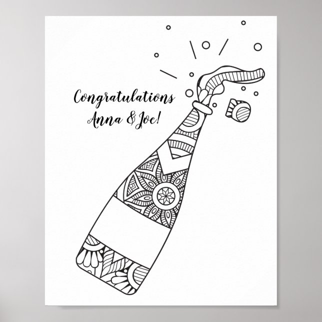 Champagne Bottle Colouring Page Poster (Front)