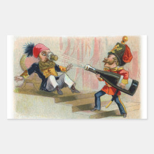 Champagne Bottle Cork Goes Astray Rectangular Sticker