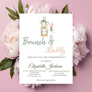 Champagne Bottle Glass Dots Bridal Shower   Invitation