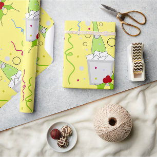 Champagne Bottle Ice Bucket Celebration Wrapping Paper