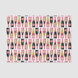 Champagne Bottle Illustration Brush Strokes Tissue Paper