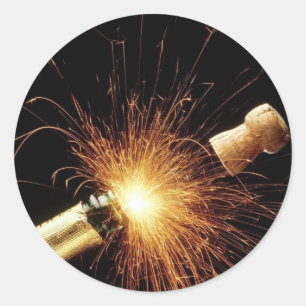 champagne bottle New Year's Eve Classic Round Sticker