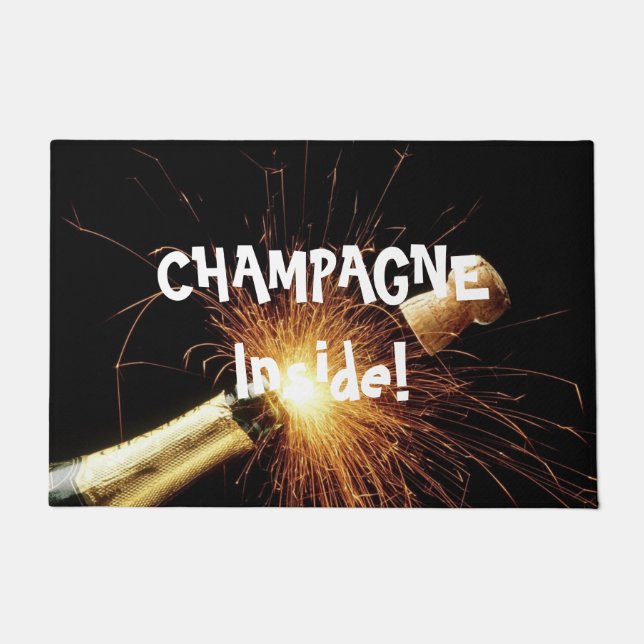 champagne bottle New Year's Eve Doormat (Front)