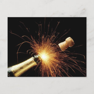 champagne bottle New Year's Eve Holiday Postcard