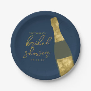 Champagne Bottle Personalized Bridal Shower Paper Plate