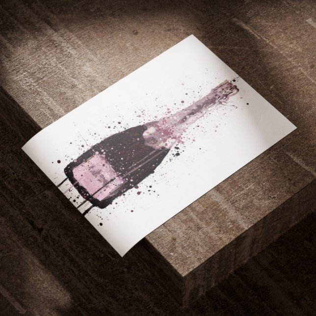 Champagne Bottle Wall Art Print 'Cosmic Rose' (Creator Uploaded)