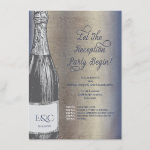 Champagne Bottle Wedding Reception Invitation