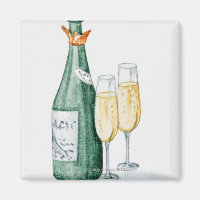Champagne Bottles and Two Glasses