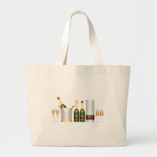 champagne bottles large tote bag