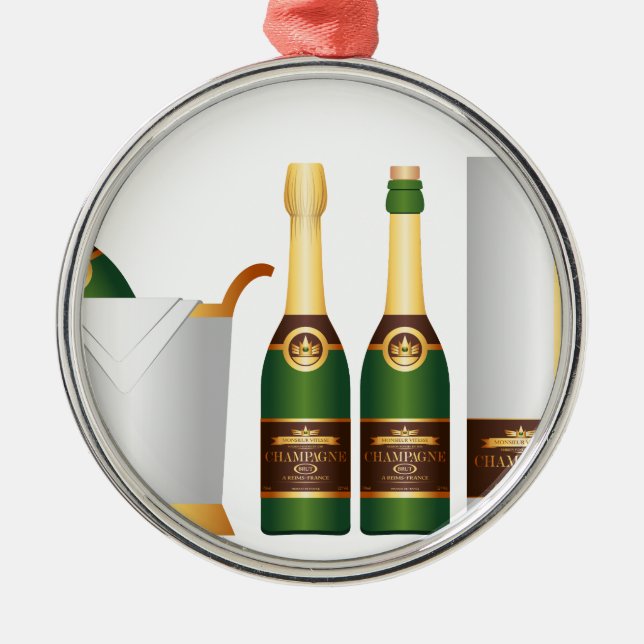 champagne bottles metal tree decoration (Front)