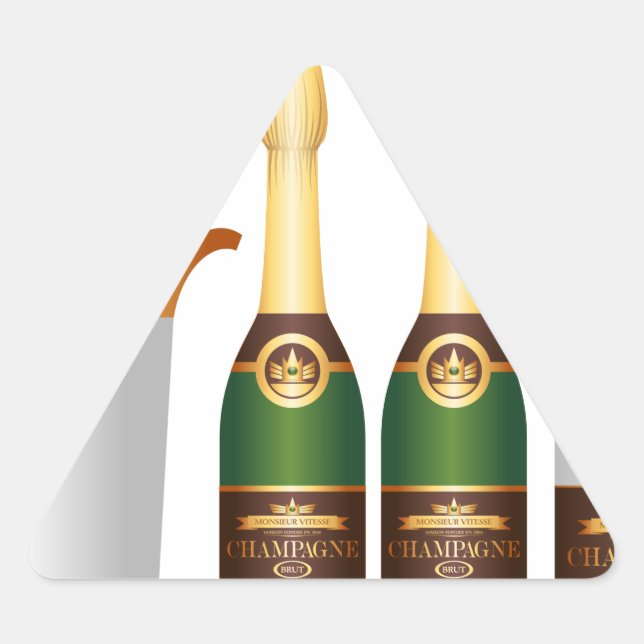 champagne bottles triangle sticker (Front)