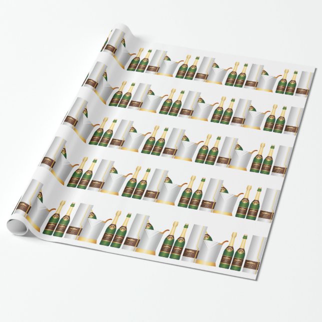 champagne bottles wrapping paper (Unrolled)