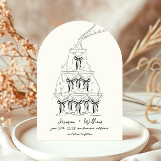 Champagne Bow Tower Save The Date Wedding Invitation