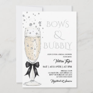 Champagne Bows and Bubbly Bridal Shower Invitation