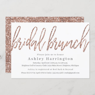 Champagne Bridal Brunch Invitation with Glitter