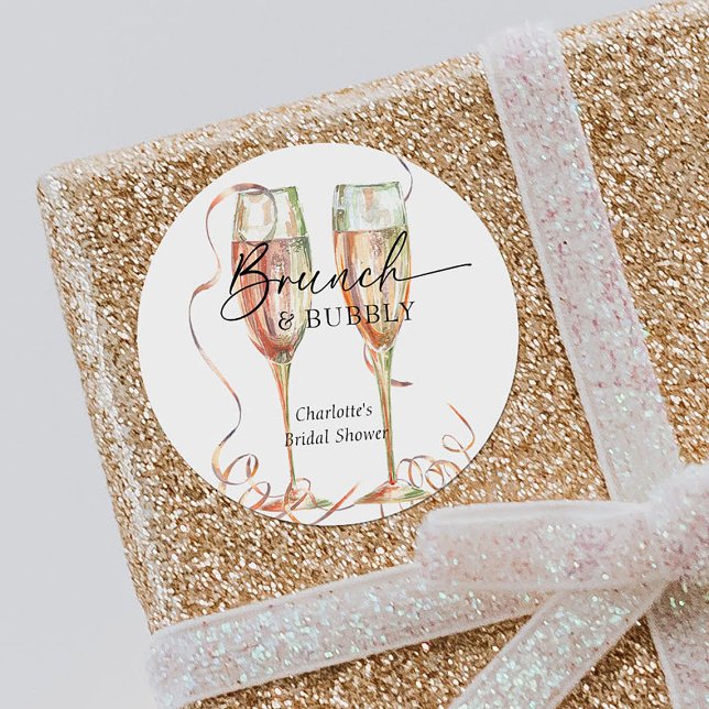 Champagne Bridal Shower  Classic Round Sticker (Creator Uploaded)