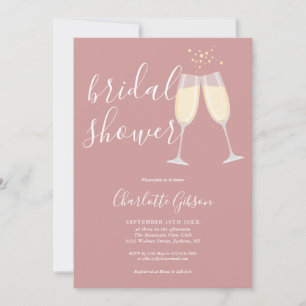Champagne Bridal Shower Dusty Rose Pink Invitation