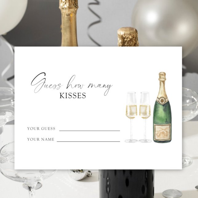 Champagne bridal shower - guess how many kisses enclosure card (Creator Uploaded)
