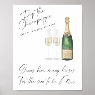 Champagne Bridal shower - how many kisses game Poster