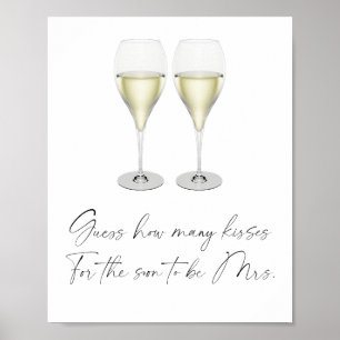 Champagne Bridal shower - how many kisses game Poster