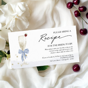 Champagne Bridal Shower Recipe Request Enclosure