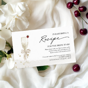 Champagne Bridal Shower Recipe Request Enclosure Card