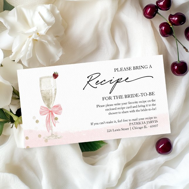 Champagne Bridal Shower Recipe Request Enclosure  Card (Creator Uploaded)