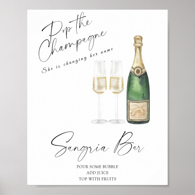 champagne bridal shower - sangria bar poster (Front)
